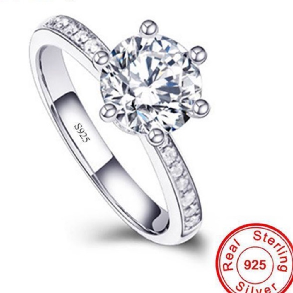 New Sterling Silver 925 Created Dimond Ring Size 7